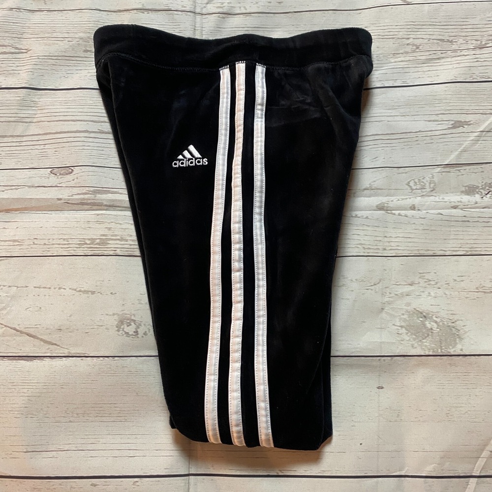 Adidas Soft Track Pants Black w/ White Stripes Youth Girl's Size Large (7-8) - Picture 8 of 8